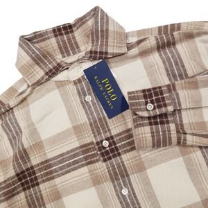 NWT POLO RALPH LAUREN Women's Size 2 Brown Plaid Flannel Fringe Trim Shirt Dress